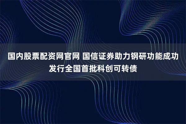 国内股票配资网官网 国信证券助力钢研功能成功发行全国首批科创可转债
