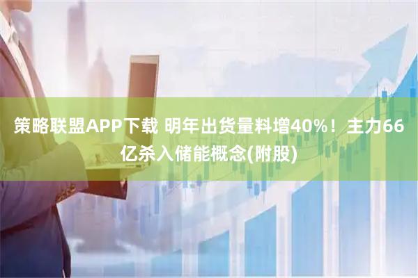 策略联盟APP下载 明年出货量料增40%！主力66亿杀入储能概念(附股)